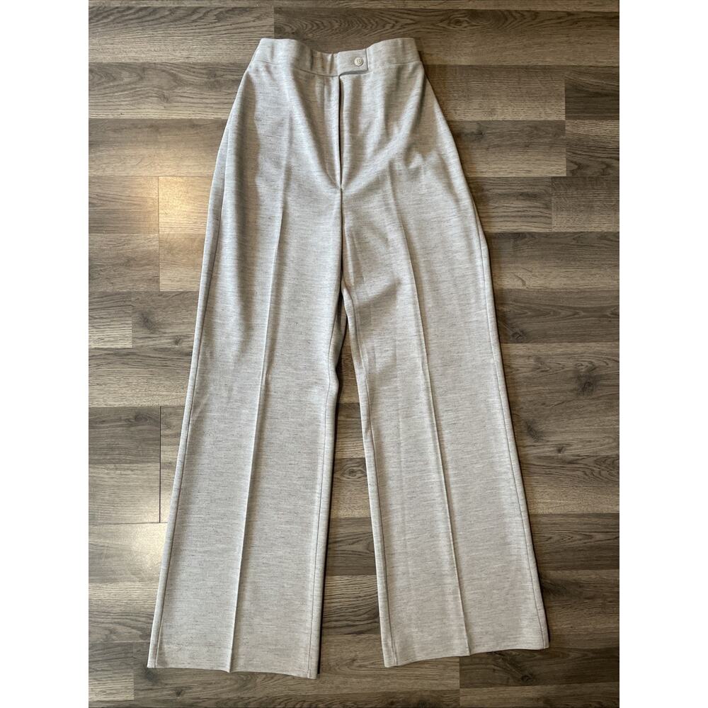 True Vintage 80s Perceptions Pants 12 Tan Wide Leg Single Stitch Pintuck Career
